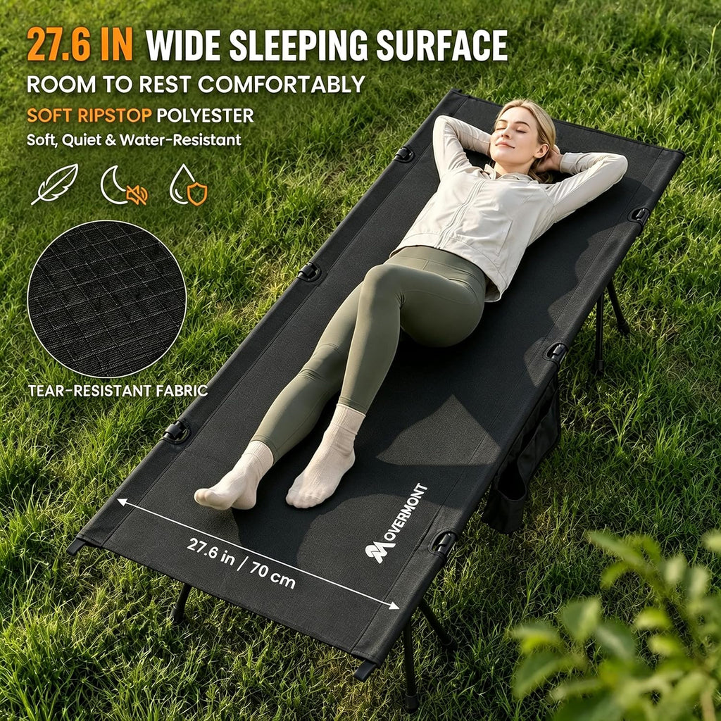 Overmont Portable Camping Cot for Adults - 7075 Aluminum Height Adjustable