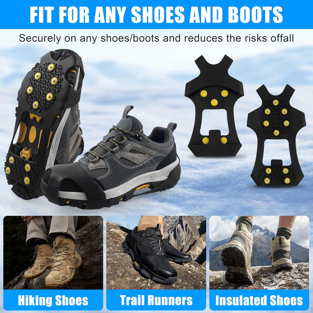 2 Pairs Ice Cleats Snow Traction Grips Crampons for Boot Ice Shoes 10 Studs