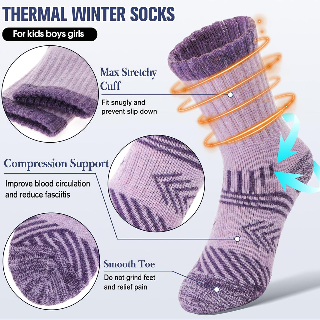 EBMORE Kids Merino Wool Hiking Thermal Winter Socks