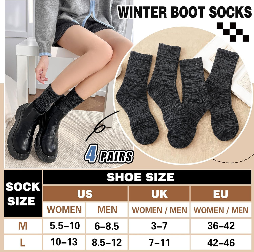 EBMORE Merino Wool Thermal Warm Winter Socks for Women Men