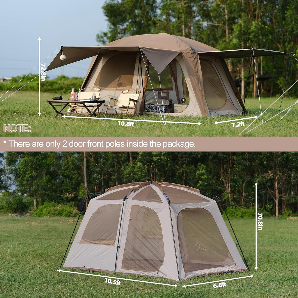 Vidalido 4-6 Person Camping Tent with 3 Door 2 Room Waterproof