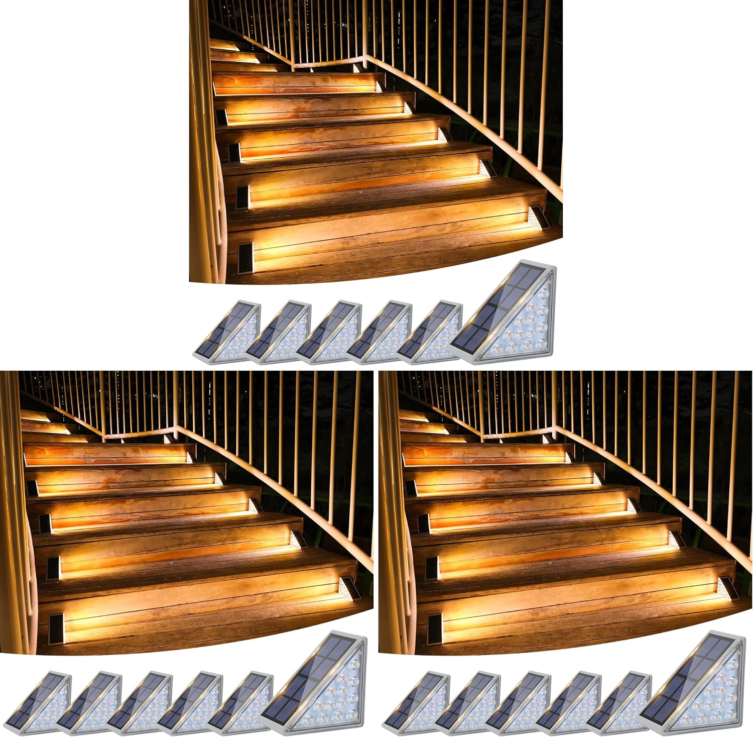 VOLISUN Solar Stair Lights 6 Pack, Solar Step Lights Outdoor Waterproof