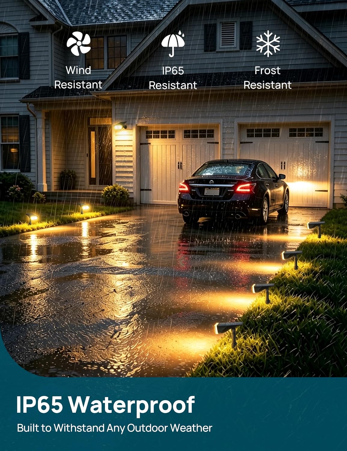 Linkind Solar Lights Outdoor Waterproof LED Spotlights Warm White 2 Pack