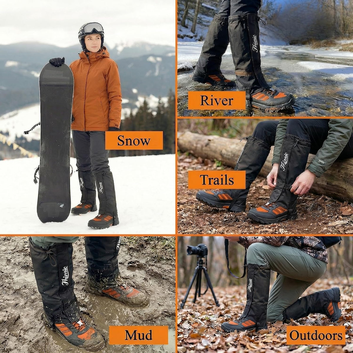 Leg Gaiters for Hiking, Lightweight Waterproof Boot Gaiters for Men Women, Adjustable Shoe Gaiters for Hiking Walking Climbing Hunting Trekking Mountaineering Skiing