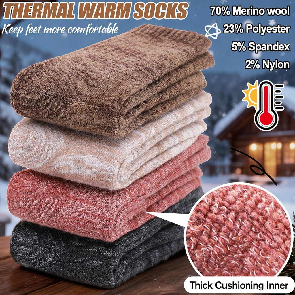 EBMORE Merino Wool Thermal Warm Winter Socks for Women Men