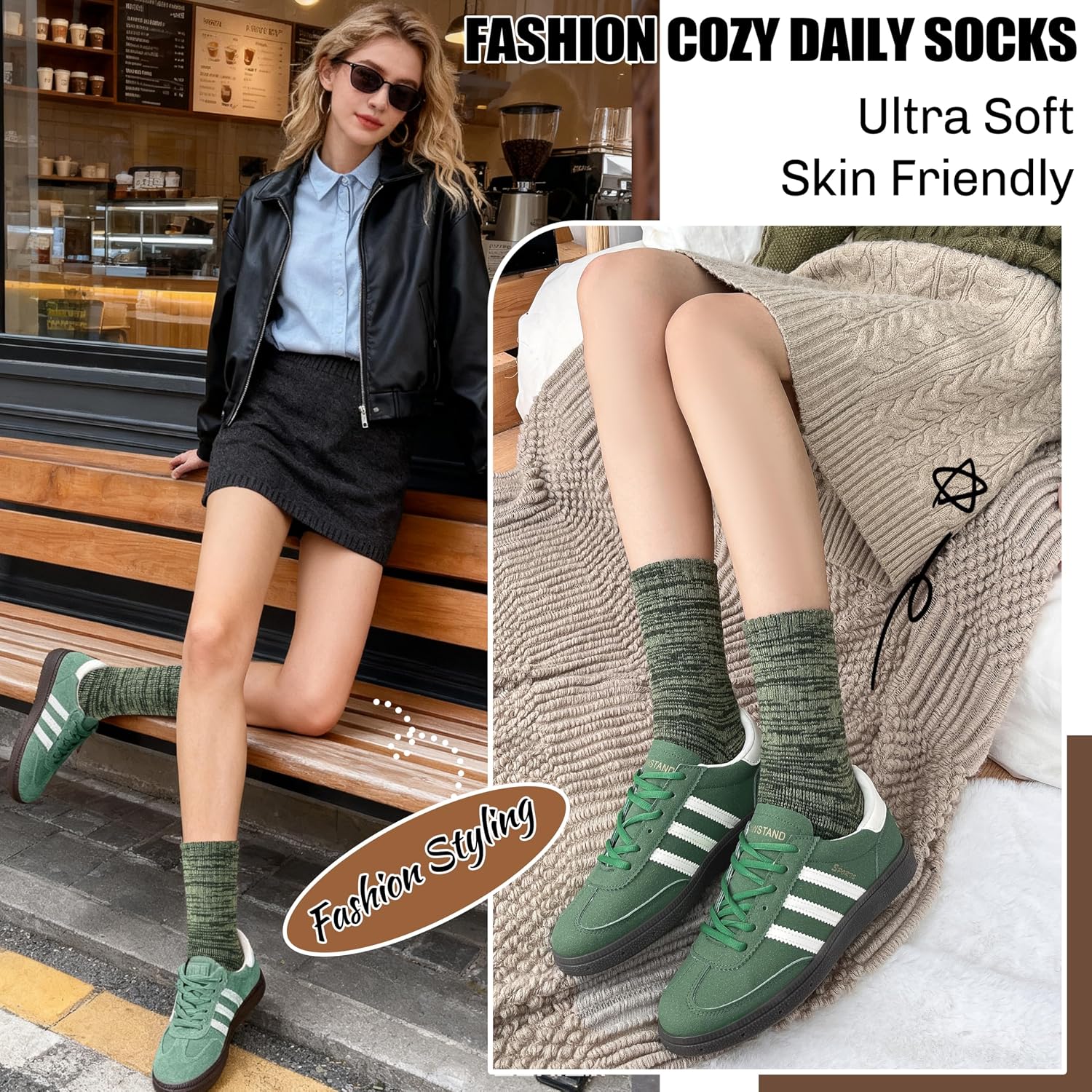 EBMORE Merino Wool Thermal Warm Winter Socks for Women Men