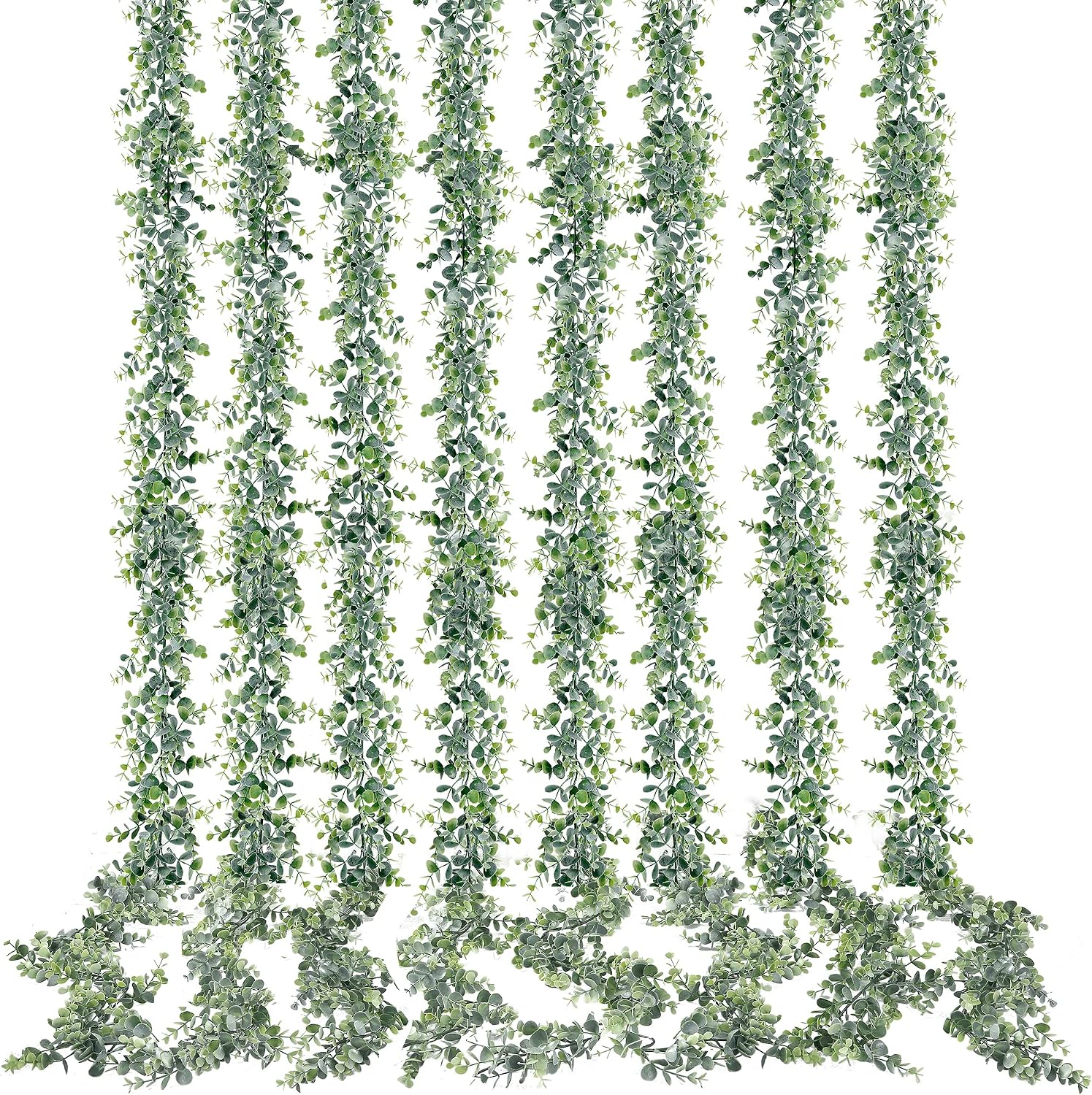 Sggvecsy Artificial Eucalyptus Garland 8 Pack Fake Eucalyptus Greenery Garland Faux Hanging Plants Artificial Vines, 5.6 Feet/Strand for Wedding Backdrop Arch Wall Table Party Outdoor Festival Decor