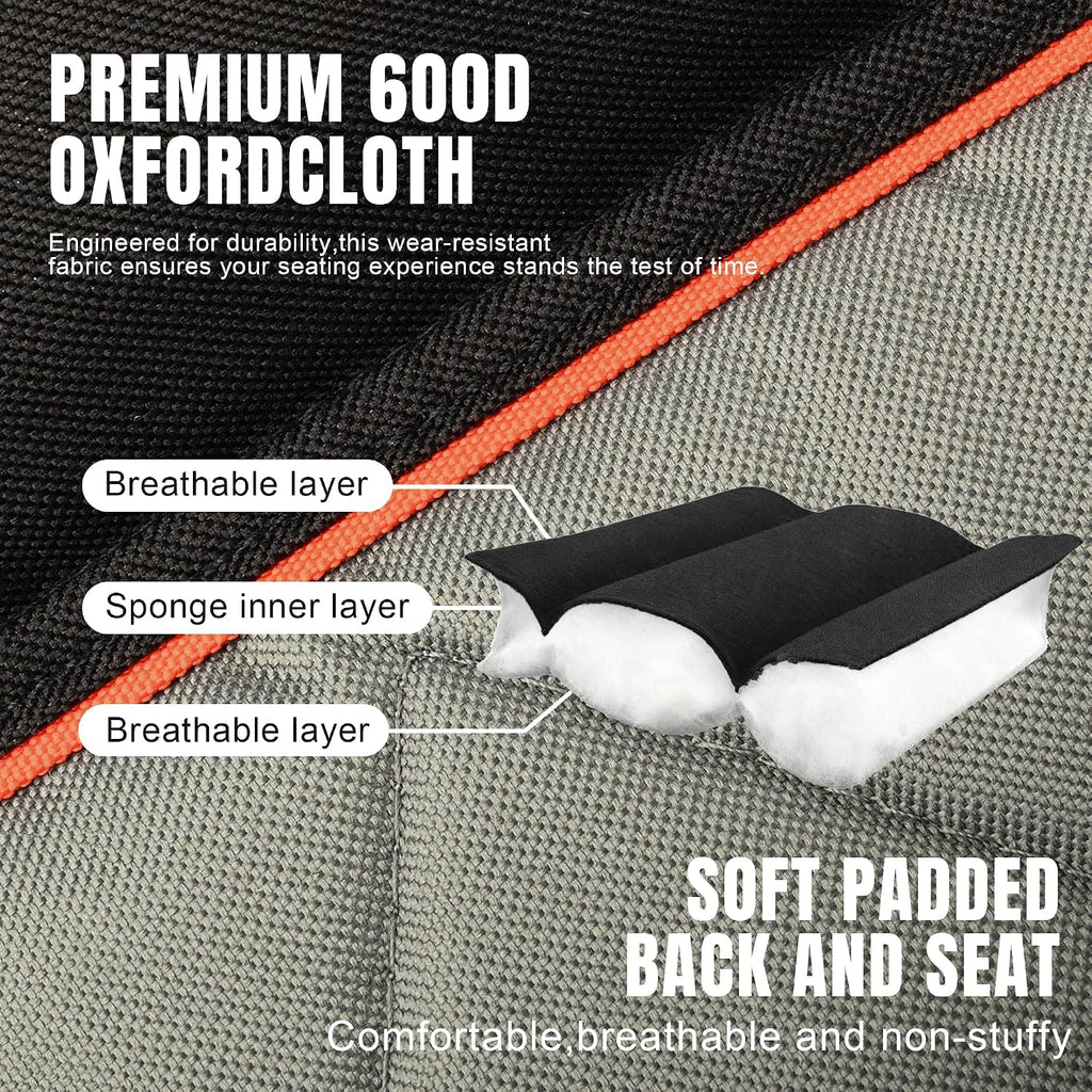 Oversized Padded Camping Chairs with Lumbar Support& Cooler Bag