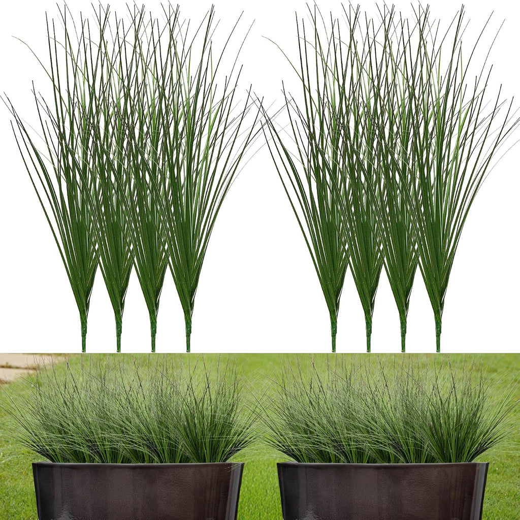 Artificial Wheat Grass, 8 Stems, 17.3" Fake Plants Faux Grass Greenery for Indoor & Outdoor Décor, Artificial Greenery for Planters, Porch, Patio & Home Decoration