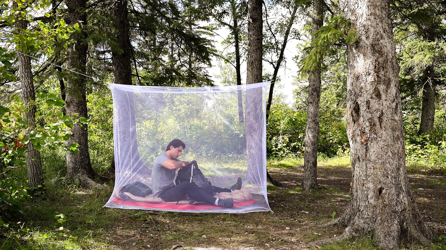 Coghlan's Rectangular Mosquito Net – Lightweight Mesh Canopy for Camping, Travel, and Outdoor Use – Includes Tie Loops, Carry Bag, Twine, Hooks, Anchors, Nails – White, 78" x 32" x 59"