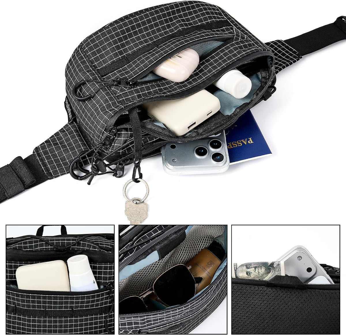 Tactical Fanny Packs for Women Men RFID Blocking Water Resistant Sling Bag