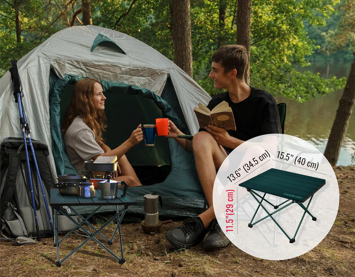 TREKOLOGY TALU Portable Folding Beach Table - Lightweight Travel Camp Table | Small Camping Table for Outdoor Adventures | Foldable, Compact, and Sturdy - Perfect for Camping, Picnic, Beach Trips