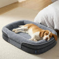Bedsure 360°Oval Bolster Orthopedic Dog Beds Large Sized Dog,35" Grey