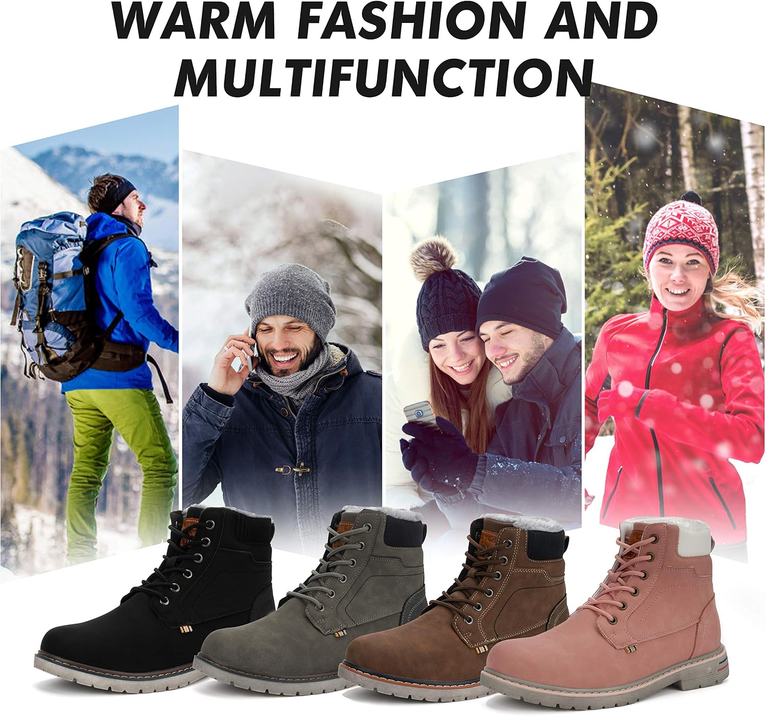 Mishansha Men's Waterproof Snow Boots, Warm Winter Boots