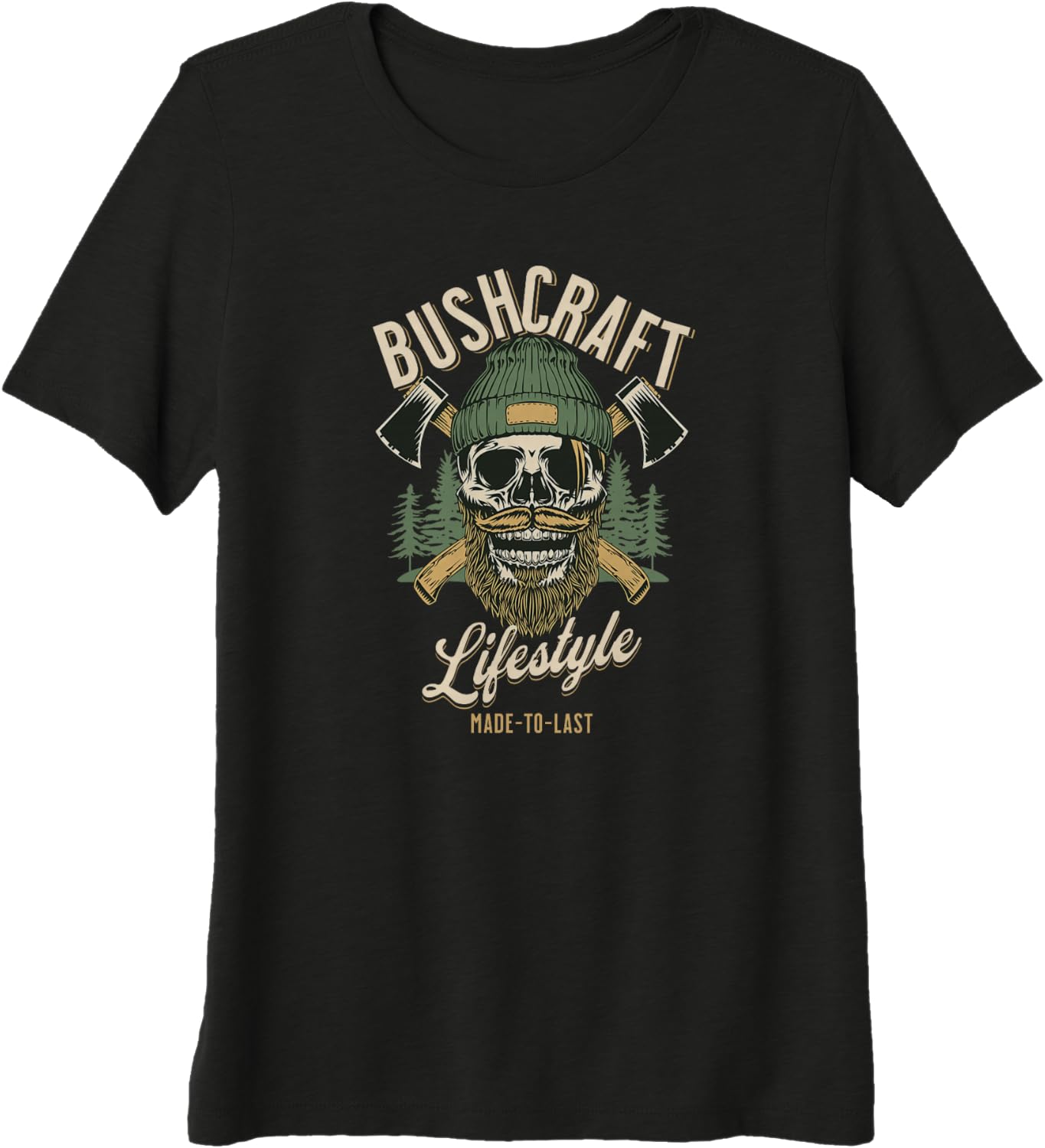 Bushcraft Outdoor Survival, Bearded Skull, Woodsman Gear Premium Tri-blend T-Shirt