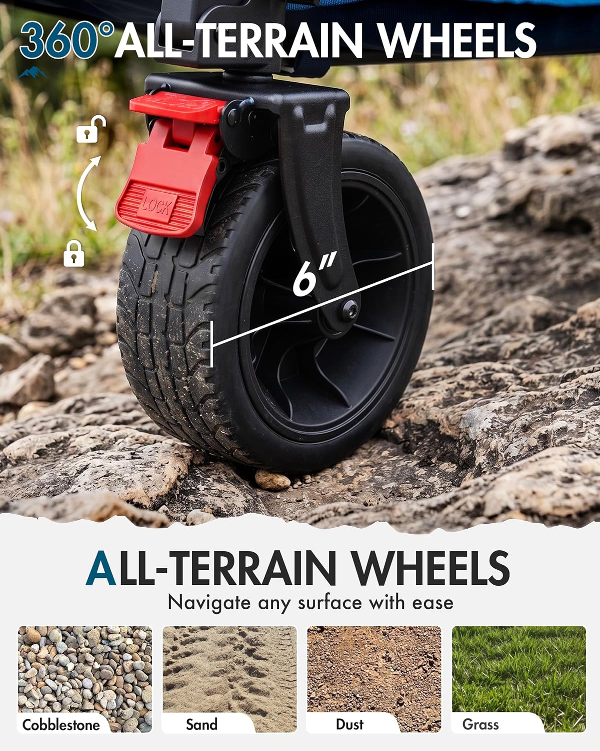 Portal Ultra Compact Folding Wagon Cart with Brakes, 300L Large Cart