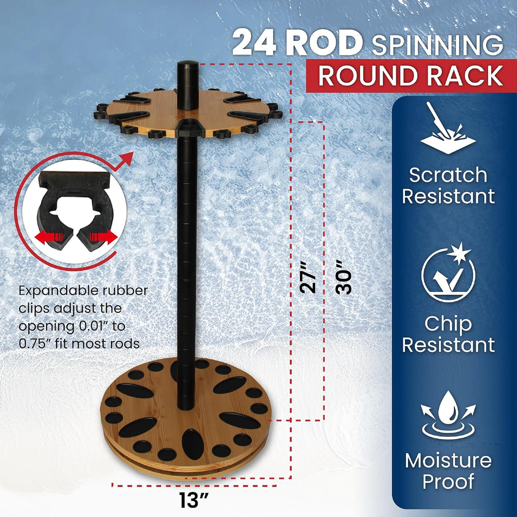 Rush Creek Creations 24 Rod Fishing Pole Holder, Tackle Box, Fishing Tackle