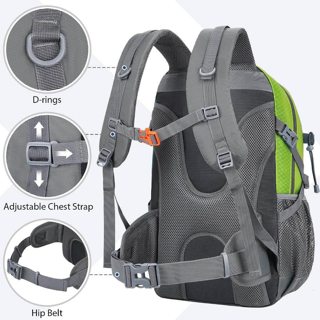 Hiking Backpack 30L Lightweight Travel Daypack Small Day Pack for Men Women Outdoor Camping Backpacking, Green