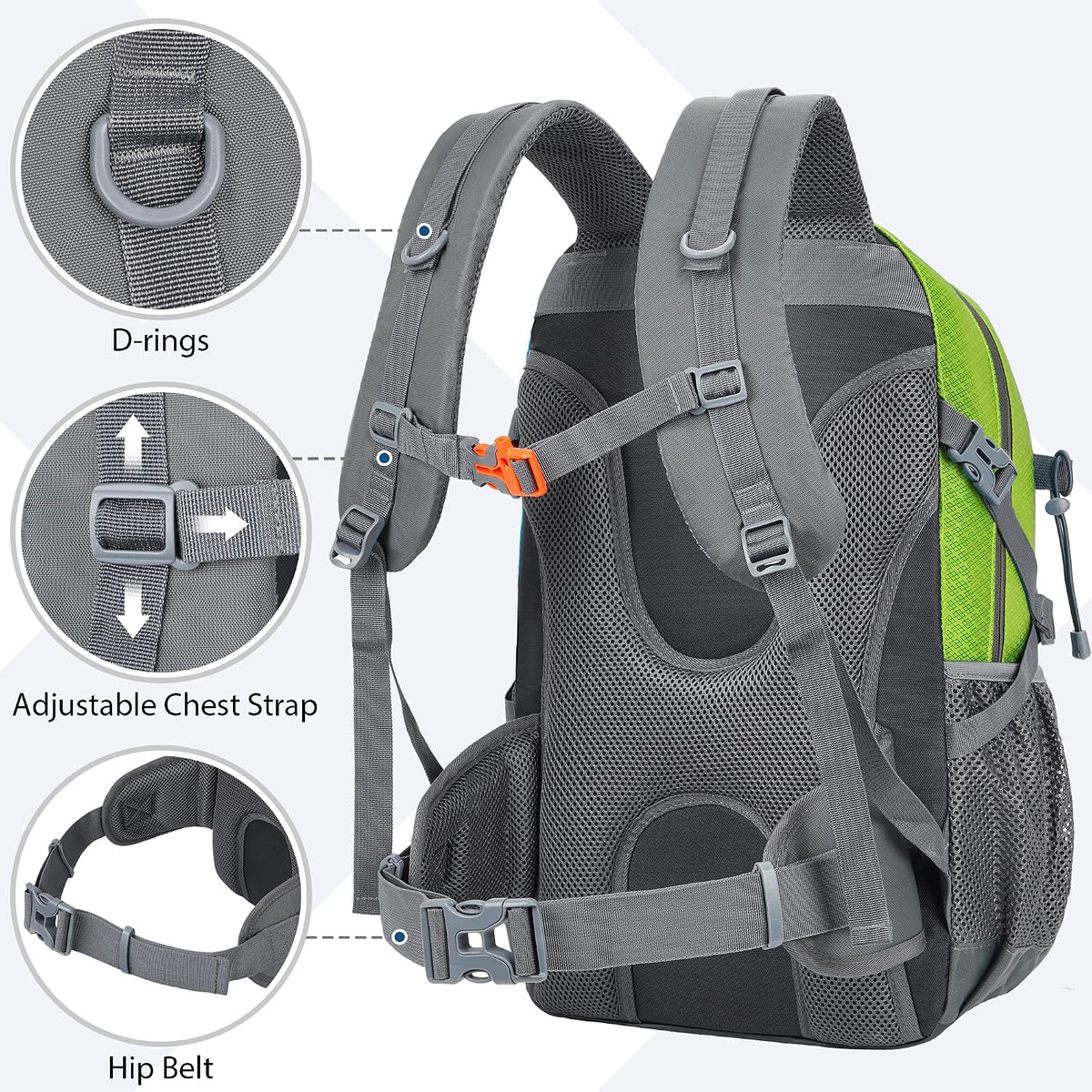 Hiking Backpack 30L Lightweight Travel Daypack Small Day Pack for Men Women Outdoor Camping Backpacking, Green