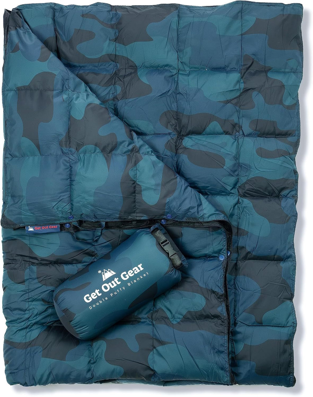 Get Out Gear Down Camping Blanket - Puffy, Packable, Lightweight and Warm | Ideal for Outdoors, Travel, Stadium, Festivals, Beach, Hammock | 650 Fill Power Water-Resistant Backpacking Quilt