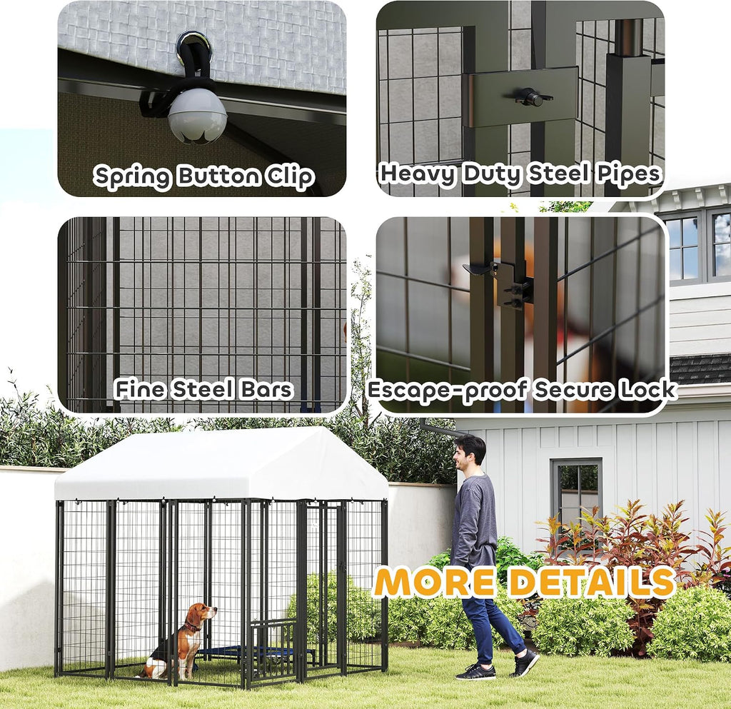 PawHut Outdoor Dog Kennel with Roof for S&M&L Breeds 6' x 6' x 6' Silver