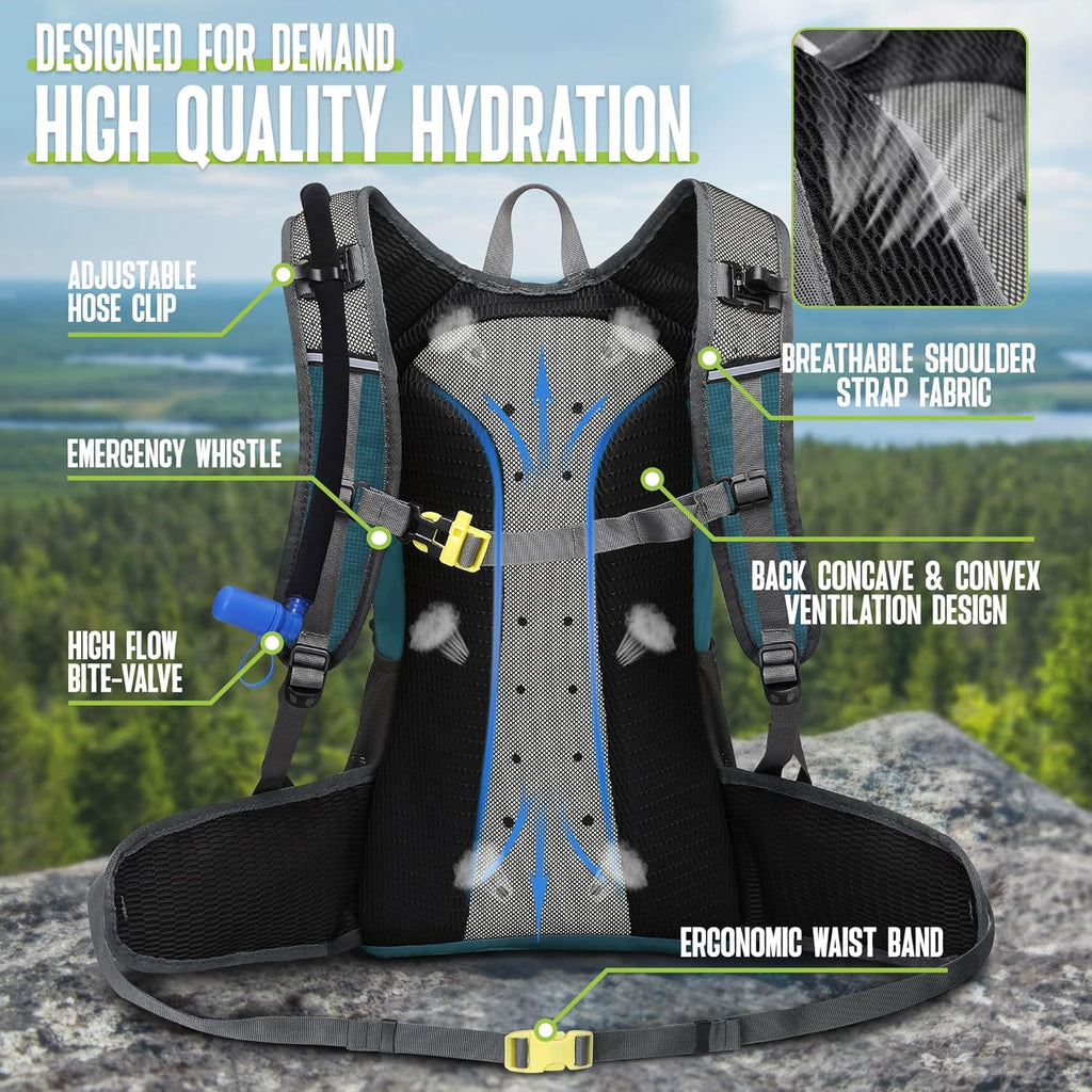 N NEVO RHINO Hydration Backpack, 18L Hiking Backpack with 3L Water Bladder
