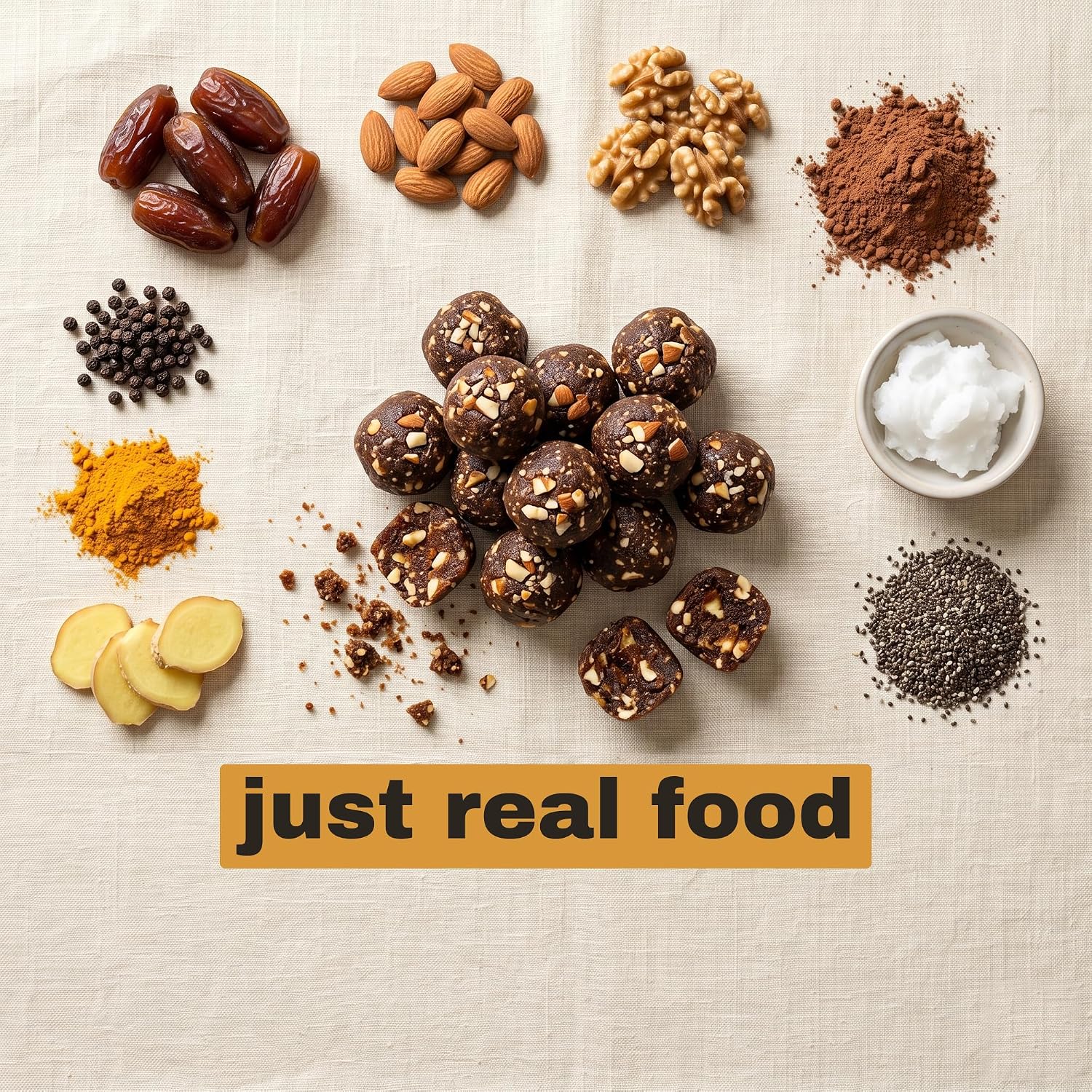 DATI Date Bites, High Fiber Healthy Snack, No Added Sugar, Ginger Turmeric