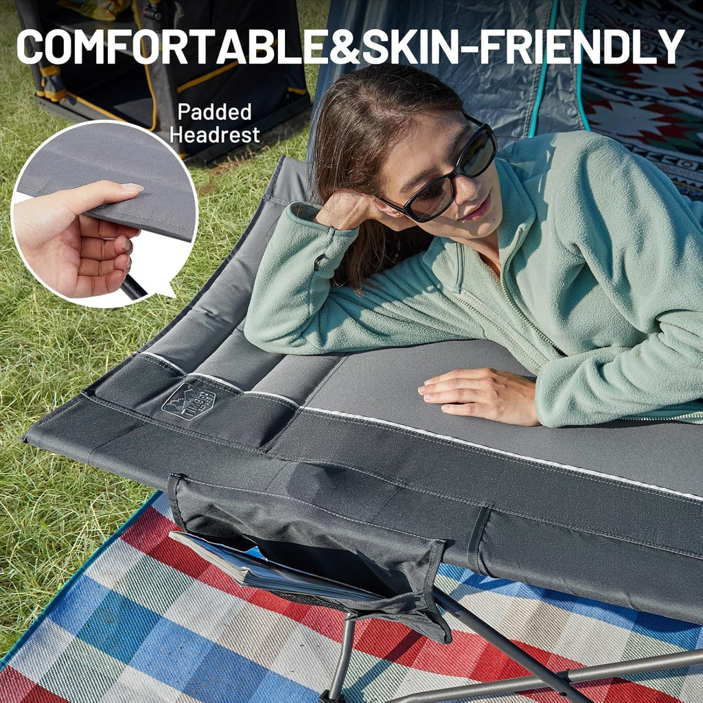 TIMBER RIDGE 31.8" Extra Wide Camping Cot for Adult, Easy Set Up, Heavy Duty Oversized Sleeping Bed with Carry Bag for Camping, Travel and Outdoors, Support up to 450lbs, Grey 2 Pack