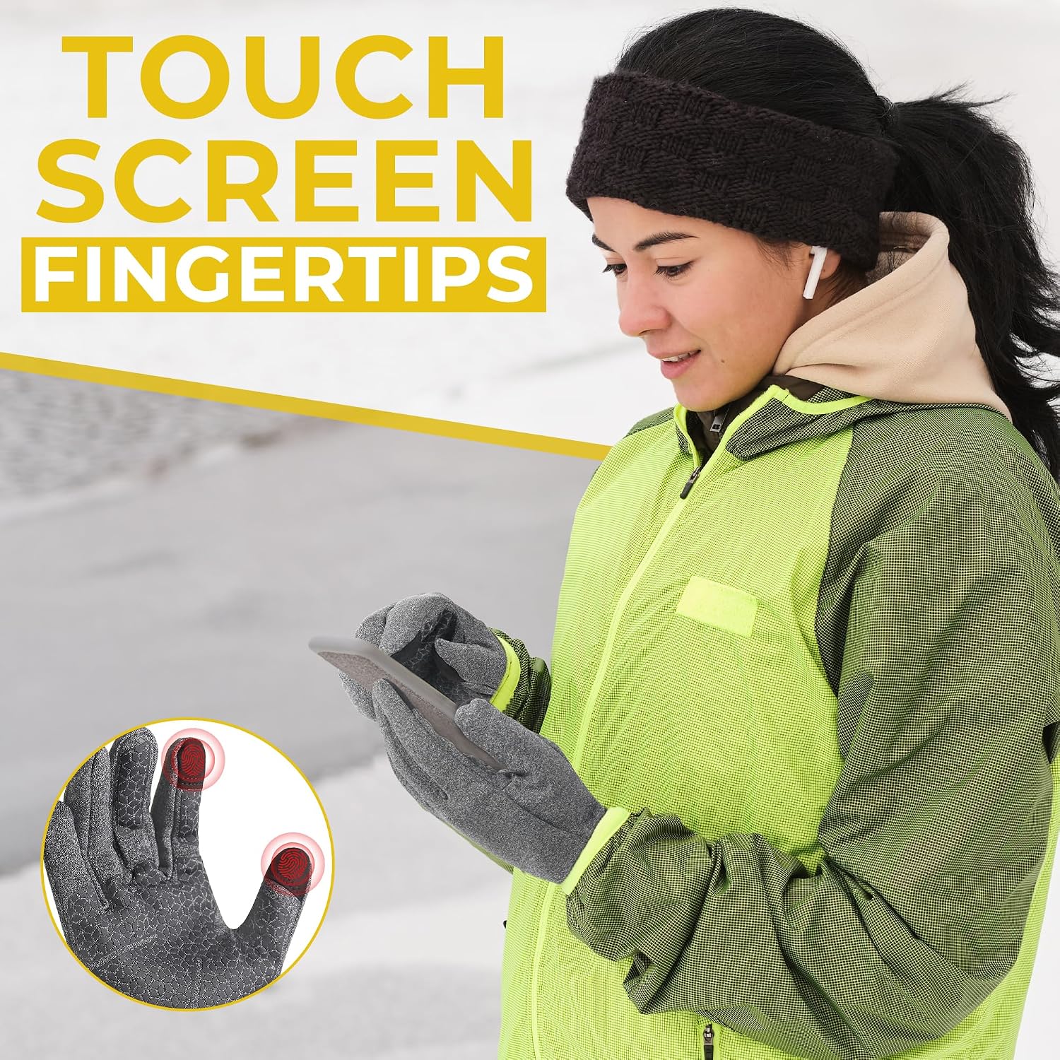 HANDLANDY Lightweight Running Gloves for Women & Men, Touchscreen Gloves with Fleece Lining & Anti-Slip Grip for Cycling, Biking, Commuting & as a Ski Glove Liner