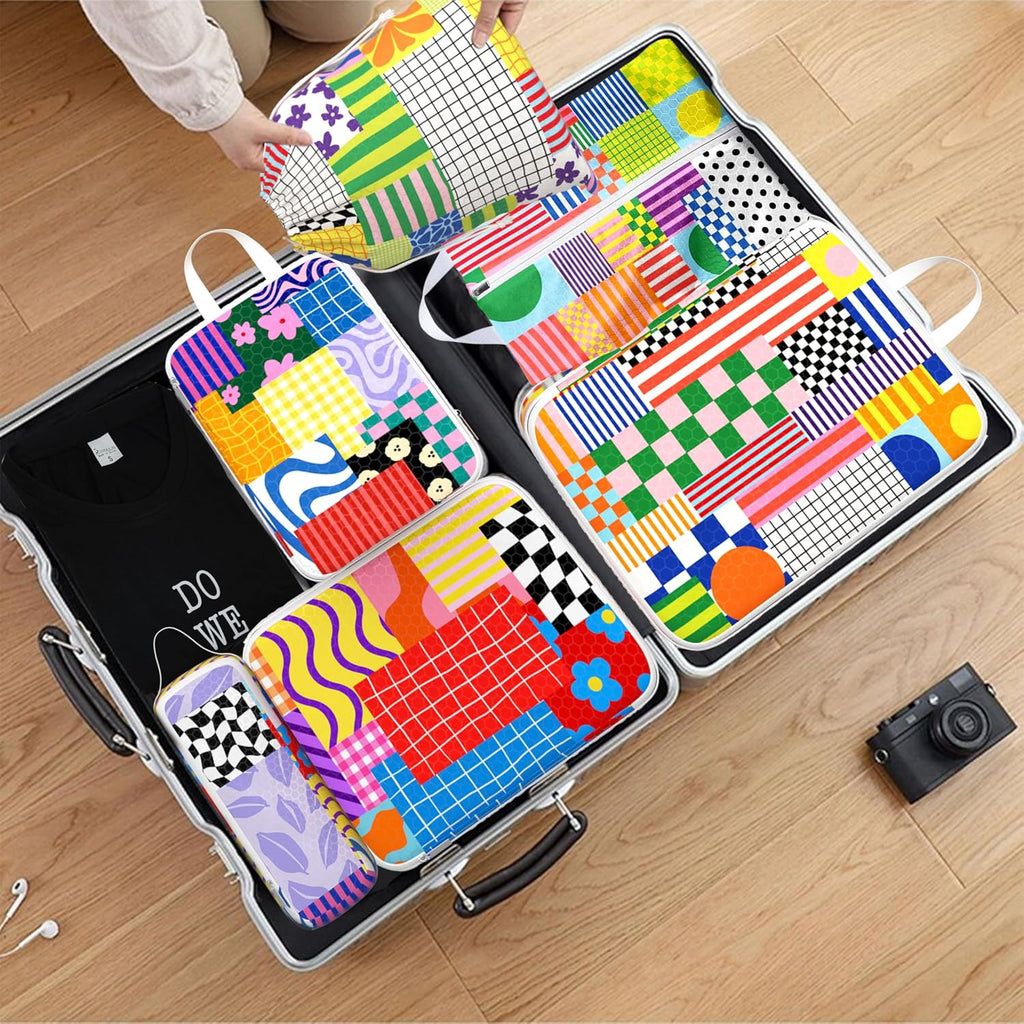 Compression Packing Cubes for Travel, 6 Set Natural Life Luggage Organizers, Lightweight Waterproof Expandable/Compression Bags Bohemia Smell Proof Travel Packing Cubes for Suitcases