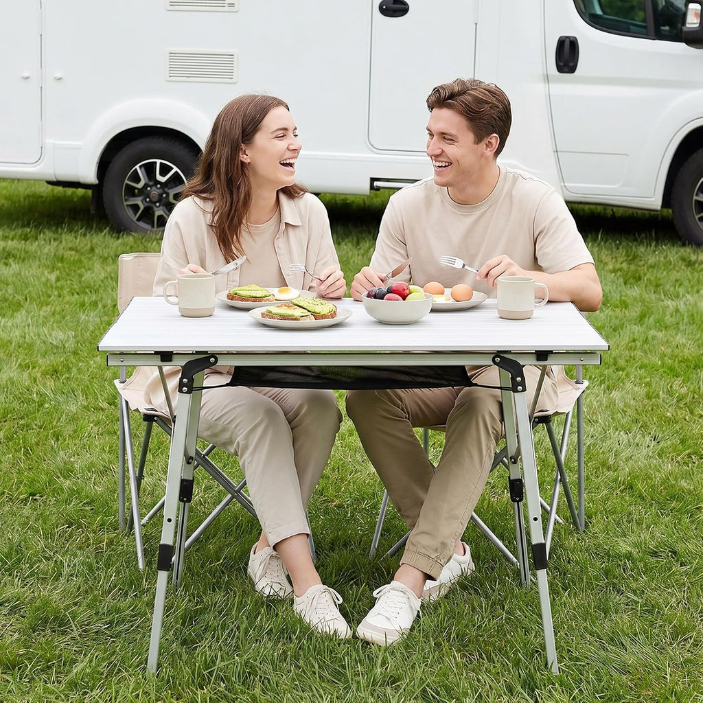 Folding Camping Table, Portable Aluminum Adjustable Height