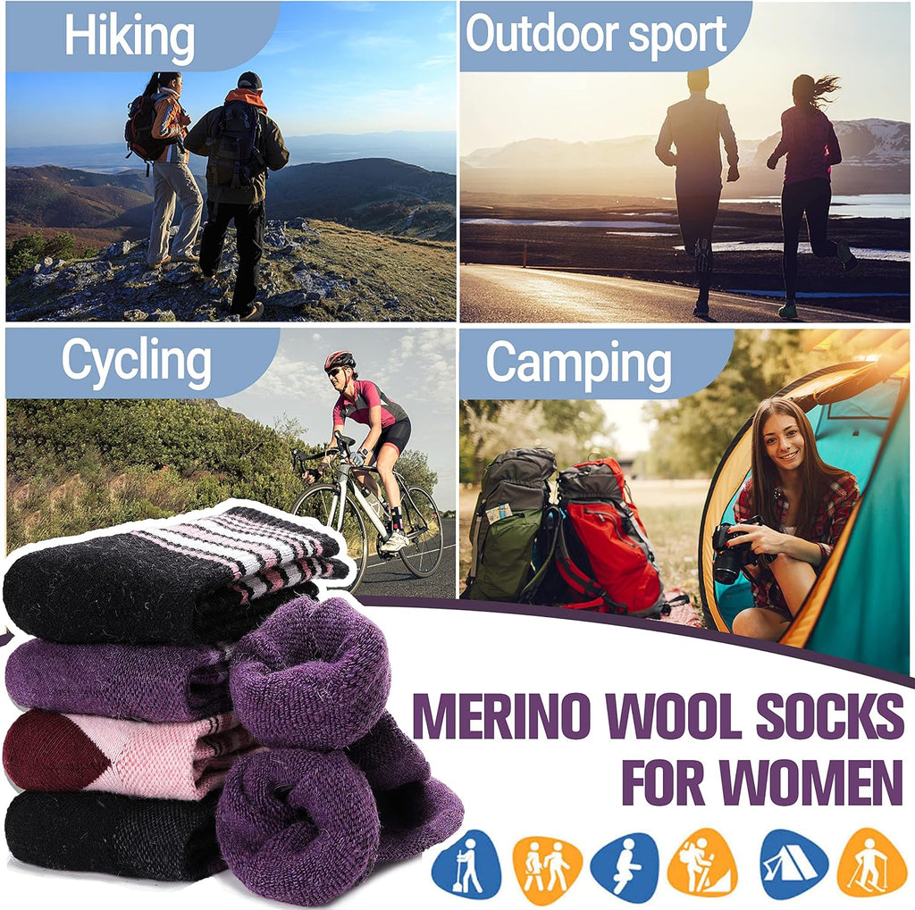Anlisim Merino Wool Hiking Running Socks for Women, Boot Work Crew Socks