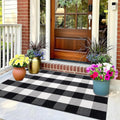 OLANLY Buffalo Plaid Rug 2'4" x 3'7" (27.5" x 43") – Black and White Cotton Checkered Doormat, Washable Indoor Outdoor Rug for Layered Front Porch, Kitchen, Entryway Decor