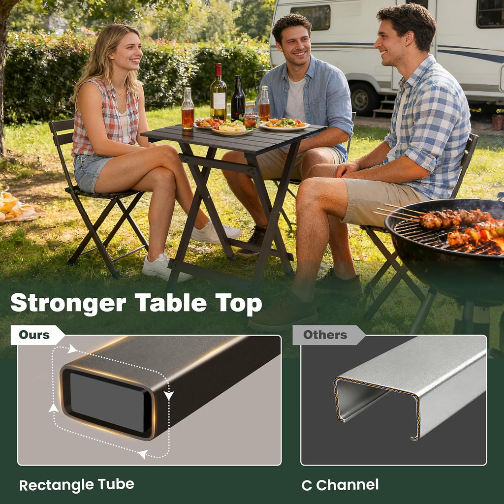 SUNNYFEEL Folding Camping Table - Lightweight Aluminum Portable Picnic Table for Cooking, Beach, Hiking, Travel, Fishing, BBQ, Indoor Outdoor Small Foldable Camp Tables