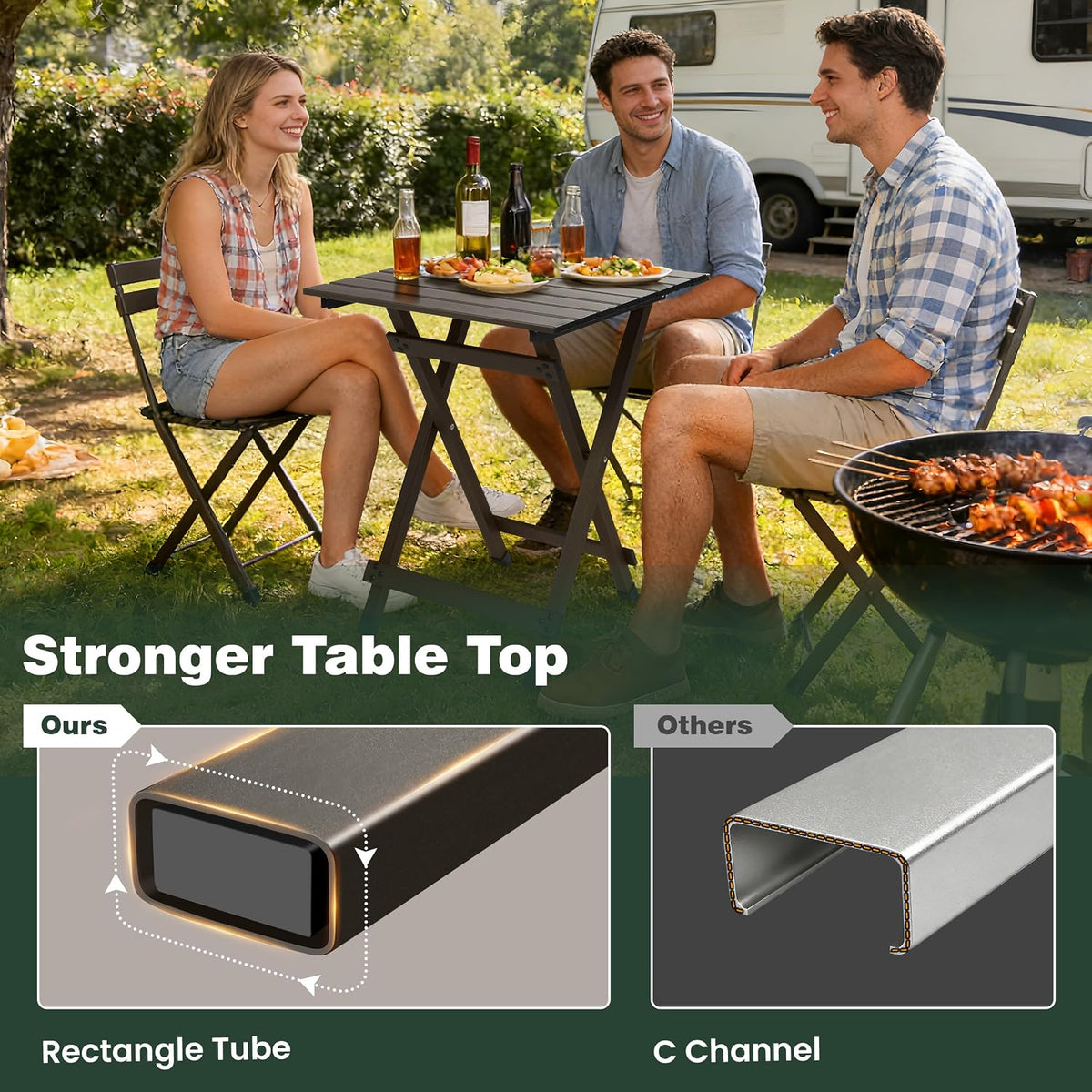SUNNYFEEL Folding Camping Table - Lightweight Aluminum Portable Picnic Table for Cooking, Beach, Hiking, Travel, Fishing, BBQ, Indoor Outdoor Small Foldable Camp Tables