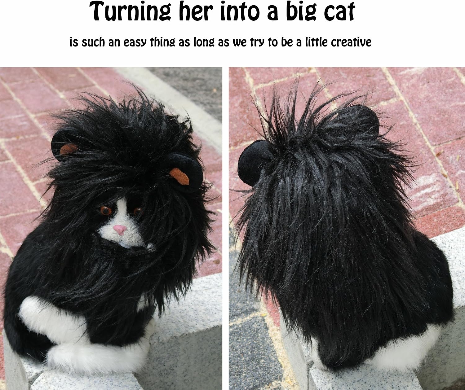 Onmygogo Lion Mane Wig for Cats and Dogs, Funny Pet Cat Costumes for Halloween Christmas, Furry Pet Clothing Accessories