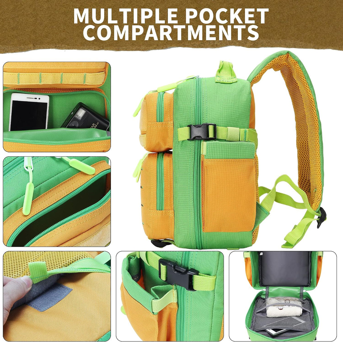9L Mini Tactical Backpack for Men and Women Tactical Backpack Small for Hiking Small Tactical Bag (Orange&Green)
