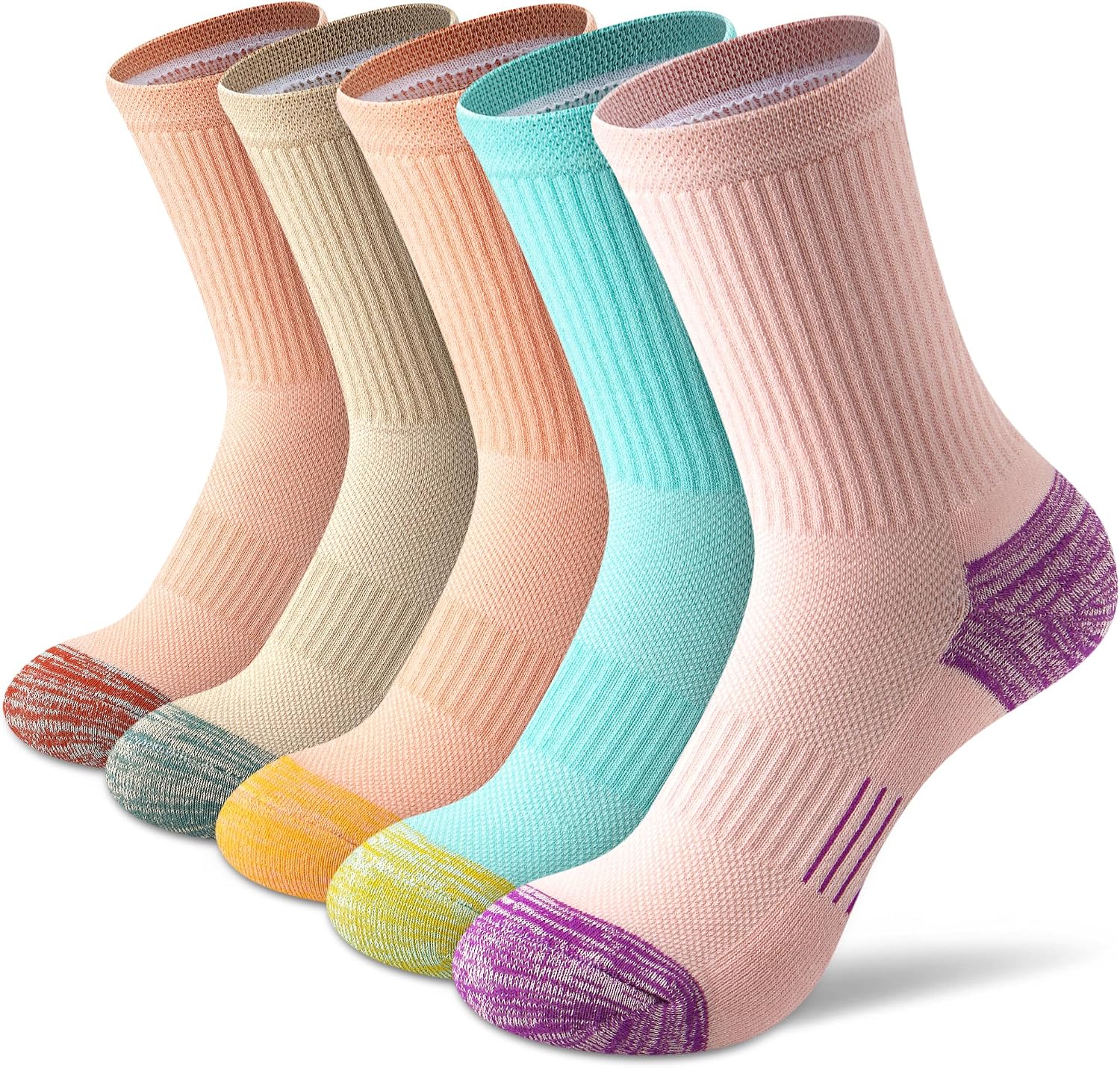 Gonii Women Athletic Cushioned Crew Socks 5 Pairs