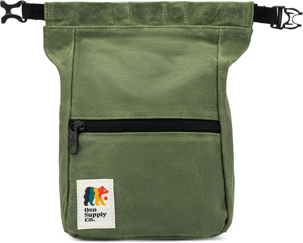 Oso Supply Co - Kulshan Bouldering Bucket, Large Size Chalk Bag for Rock Climbing, Chalk Pot with Magnetic Roll Down Closure, Brush Loop, Zippered Pockets for Climbers