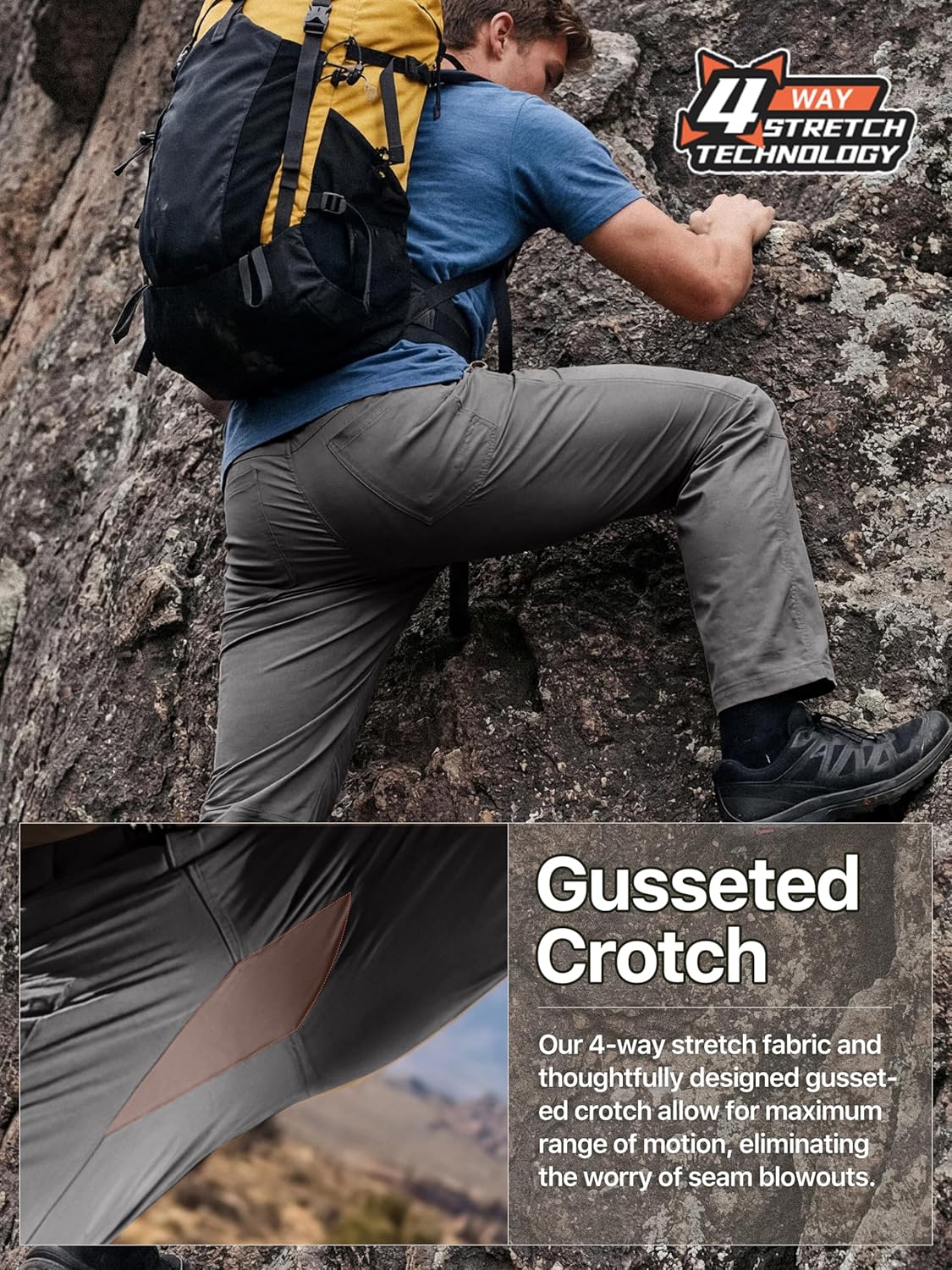 FREE SOLDIER Men's Outdoor Cargo Hiking Pants with Belt