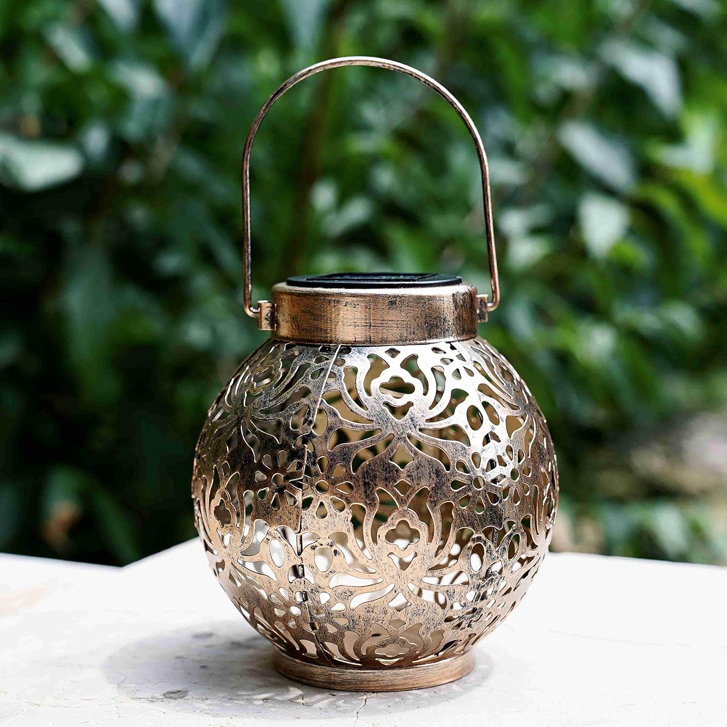 Set of 2 Solar Hanging Lanterns Outdoor for Garden Patio, Bronze