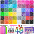 70000Pcs 48 Colors Bedazzling Kit 2 Boxes with Rhinestones, 3mm Resin Flatback Rhinestones with 4 Pcs B7000 Jewelry Glue & Tools, Diamond Art All-in-One Bedazzling Kit for DIY Arts & Crafts Gifts