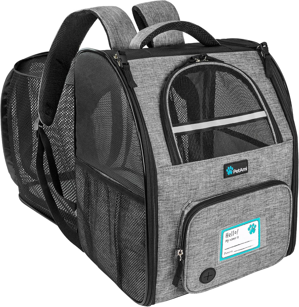 PetAmi Expandable Dog Cat Backpack Carrier, Airline Approved, Black