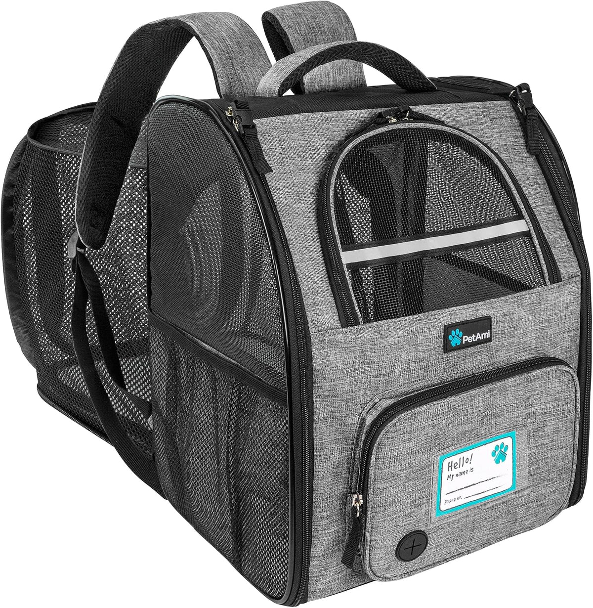 PetAmi Expandable Dog Cat Backpack Carrier, Airline Approved, Black