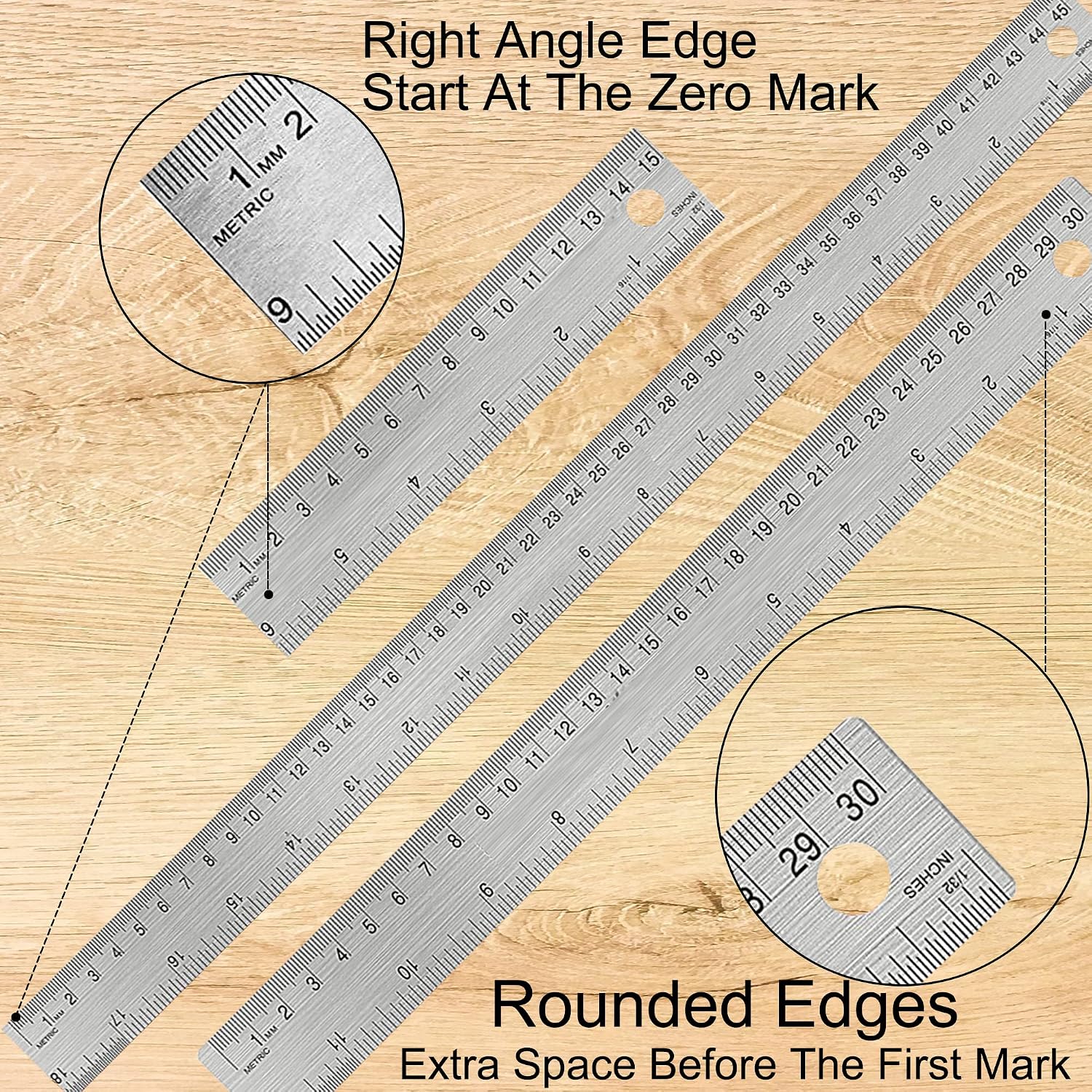 Stainless Steel Metal Ruler:[10 Pieces 12 Inch] Stainless Steel Metal Ruler with Cork Backing Non-Slip Rulers with Inch and Centimeters Metal Ruler Drafting Office Tools Prevent Ink Leakage