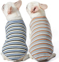 Dog Shirts Vest Cotton Striped T-Shirt, Sleeveless Stretchy Pet Clothes for Small Dogs, 2-Pack Soft Breathable Puppy Tank Top Cat Tee (X-Small, Blue,Yellow)