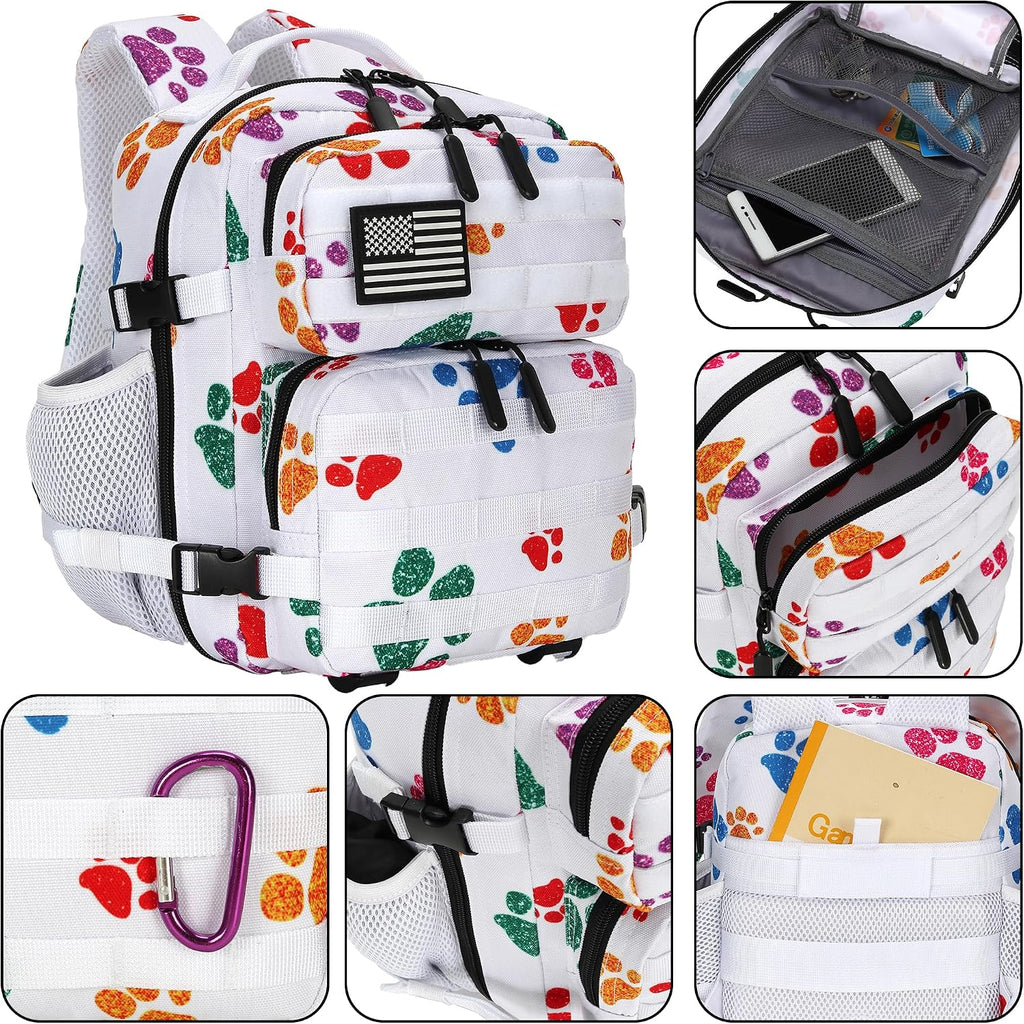 9L Mini Tactical Backpack for Men and Women, Tactical Backpack Small for Hiking, Small Tactical Bag (Colorful Cat's Paw)