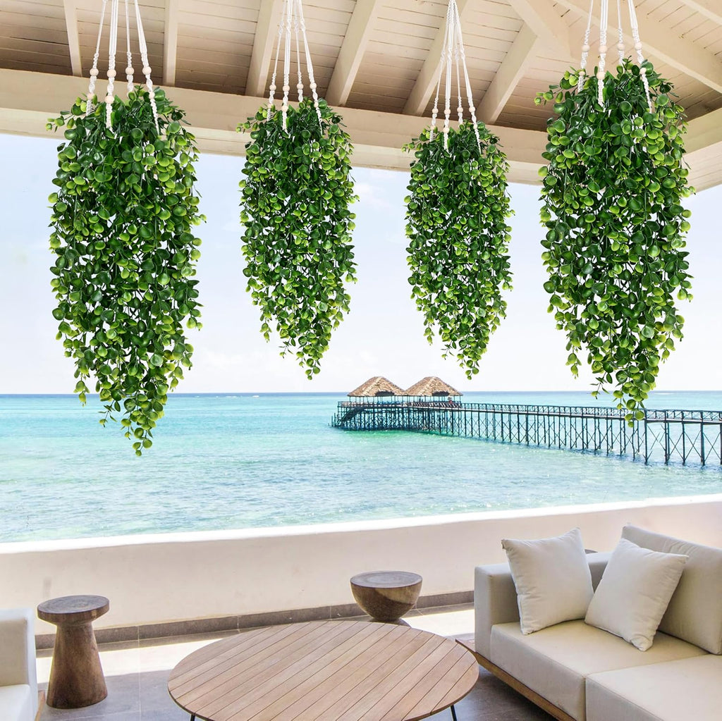 Waipfaru 4Pcs Fake Hanging Plants 2.7FT Fake Plants Fake Vines Greenery