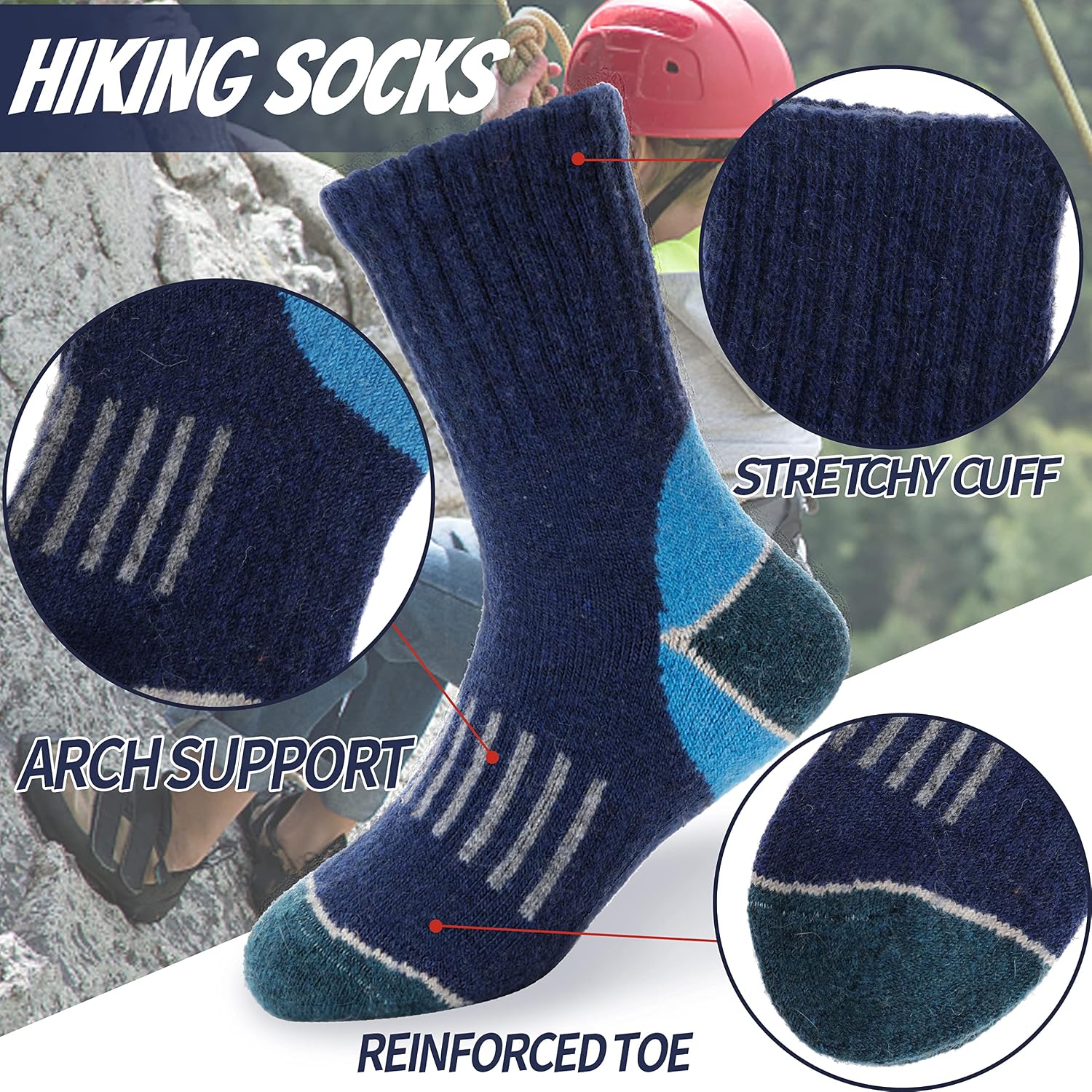 EBMORE Kids Merino Wool Hiking Thermal Winter Socks