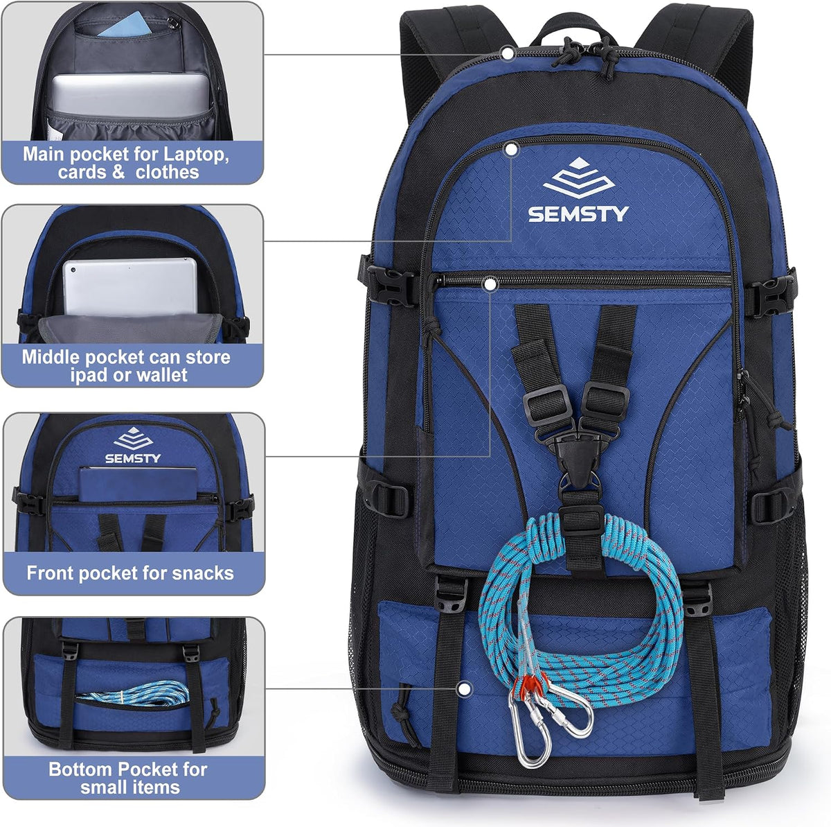 40L/50L Expandable Hiking Backpack for Men & Women，Camping Backpack